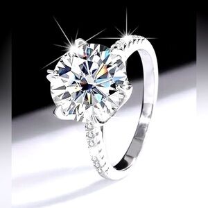 Certified 5 carat t.w. Diamond Ring Moissanite 925 Sterling Silver Band Size 7